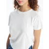 LCW Vision Beyaz Bisiklet Yaka Düz Kısa Kollu Kadın Tişört