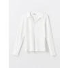 LCWAIKIKI Basic Ekru Polo Yaka Düz Uzun Kollu Kadın Body