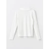LCWAIKIKI Basic Ekru Polo Yaka Düz Uzun Kollu Kadın Body
