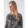 LCWAIKIKI Basic Siyah Bisiklet Yaka Desenli Uzun Kollu Kadın Bluz