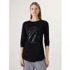 LCWAIKIKI Basic Siyah Bisiklet Yaka İşlemeli Kadın Bluz