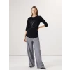 LCWAIKIKI Basic Siyah Bisiklet Yaka İşlemeli Kadın Bluz