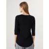 LCWAIKIKI Basic Siyah Bisiklet Yaka İşlemeli Kadın Bluz