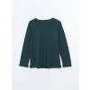 LCW Grace Yeşil Bisiklet Yaka Nakışlı Kadın Bluz