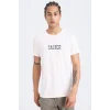 Defacto D7811 Beyaz DeFactoFit Esnek Kumaş Slim Fit Dar Kesim Bisiklet Yaka Baskılı Sporcu Kısa Kollu Tişört
