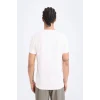 Defacto D7811 Beyaz DeFactoFit Esnek Kumaş Slim Fit Dar Kesim Bisiklet Yaka Baskılı Sporcu Kısa Kollu Tişört