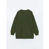 LCW Modest Yeşil Bisiklet Yaka Nakışlı Kadın Sweatshirt Tunik