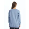 LCW Modest Mavi Bisiklet Yaka Baskılı Kadın Sweatshirt Tunik
