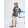 LCW Kids Antrasit Baskılı Erkek Çocuk Tişört ve Cepli Şort 2li