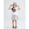 LCW Kids Ekru Çiçekli Kız Çocuk Bluz ve Şort Etek 2li