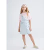 LCW Kids Mavi Kare Yaka Kız Çocuk Jean Salopet Elbise