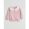 LCW Kids Pembe Bebe Yaka Kız Çocuk Sweatshirt