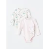 LC WAIKIKI Pembe Bisiklet Yaka Kız Bebek Çıtçıtlı Bodysuit 2li