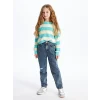 LCW Kids Mavi Yırtık Detaylı Kız Çocuk Mom Jean Pantolon
