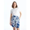 LCWAIKIKI Classic Mavi Beli Lastikli Desenli Kadın Şort
