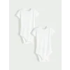 LCW baby Ekru Organik Kumaş Kız Bebek Çıtçıtlı Bodysuit 2li