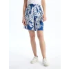 LCWAIKIKI Classic Mavi Beli Lastikli Desenli Kadın Şort