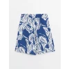 LCWAIKIKI Classic Mavi Beli Lastikli Desenli Kadın Şort