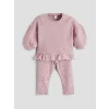 LCW baby Pembe Kurdele Detaylı Kız Bebek Kazak ve Tayt 2li