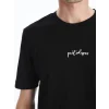 XSIDE Siyah Bisiklet Yaka Kısa Kollu Baskılı Penye Erkek Tişört