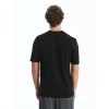 XSIDE Siyah Bisiklet Yaka Kısa Kollu Baskılı Penye Erkek Tişört