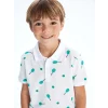 LCW Kids Beyaz Polo Yaka Desenli Penye Erkek Bebek Tişört
