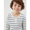 LCW Kids Bej Dokulu Kumaş Çizgili Erkek Çocuk Tişört
