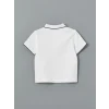 LCW Kids Beyaz Polo Yaka Nakışlı Erkek Çocuk Tişört