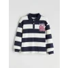 LCW Kids Lacivert Polo Yaka Çizgili Erkek Çocuk Sweatshirt
