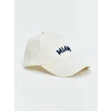 LCW ACCESSORIES Ekru Yazı Nakışlı Kadın Kep Şapka