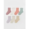 LCW baby Lila Desenli Kız Bebek Soket Çorap 7li