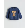 LCW baby Indigo Bisiklet Yaka Baskılı Erkek Bebek Sweatshirt ve Eşofman Alt 2li