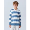 LCW Kids Mavi Polo Yaka Çizgili Erkek Çocuk Tişört