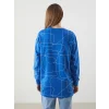 LCWAIKIKI Classic Mavi Bisiklet Yaka Desenli Oversize Kadın Sweatshirt Tunik