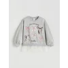 LCW Kids Gri Bisiklet Yaka Kız Çocuk Sweatshirt