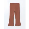 LCW Kids Kahverengi Beli Lastikli Kız Çocuk İspanyol Paça Tayt Pantolon