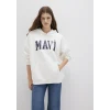 Mavi 1600361-81964 Mavi Logo Baskılı Kapüşonlu Beyaz Sweatshirt
