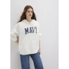 Mavi 1600361-81964 Mavi Logo Baskılı Kapüşonlu Beyaz Sweatshirt