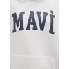 Mavi 1600361-81964 Mavi Logo Baskılı Kapüşonlu Beyaz Sweatshirt