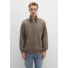 Mavi 0S10419-70380 Yarı Fermuarlı Kahverengi Sweatshirt