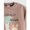 LCW baby Kahverengi Baskılı Erkek Bebek Jogger Pantolon ve Sweatshirt 2li