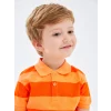 LCW Kids Turuncu Polo Yaka Kısa Kollu Çizgili Erkek Bebek Tişört