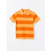 LCW Kids Turuncu Polo Yaka Kısa Kollu Çizgili Erkek Bebek Tişört