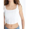 XSIDE Beyaz U Yaka Düz Askılı Kadın Crop