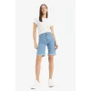Defacto A1958 Mavi Normal Bel Katlamalı Paça Jean Bermuda Şort