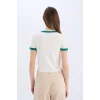 Defacto E0333 Beyaz Coool Fitted Baskılı Ribana Kısa Kollu Tişört