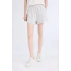 Defacto U3357 Gri Beli Lastikli Cepli Düz Paça Şort