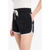 Defacto A6224 Siyah Coool Regular Fit Beli Lastikli Bağcıklı Kalın Mini Şort