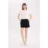 Defacto U3357 Siyah 	Beli Lastikli Cepli Düz Paça Şort