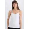 Defacto N6090 Beyaz Pedli Pamuklu Askılı Beyaz Atlet-Fall in Love